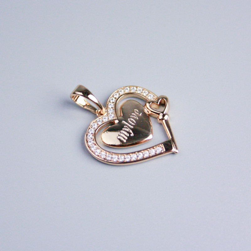 Xuping Gold Plating 18K Heart with White Rhinestones, 16x18mm diameter