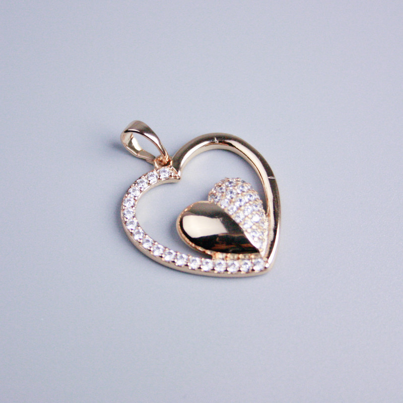 Xuping Pendant Gold Plating 18K Heart with White Crystals, diameter 20x22mm+