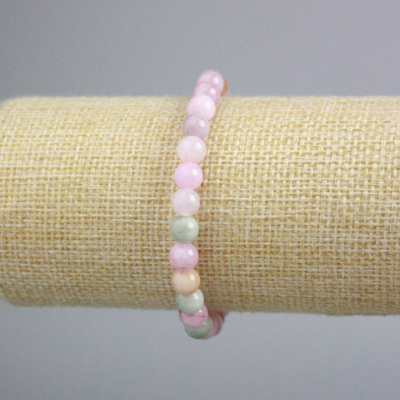 Jadeite Colored Bead Bracelet, Smooth Balls, diameter 6.5mm±, length 18cm± (stretch)