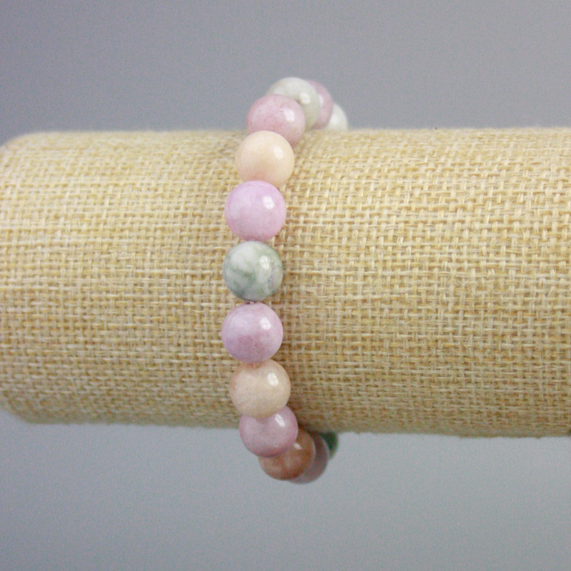 Jadeite Colored Bracelet with Smooth Beads, 10mm diameter, length 18cm, stretchy