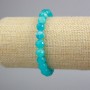 Aquamarine Faceted Bead Bracelet, 8mm ±, 18cm ± (stretch)
