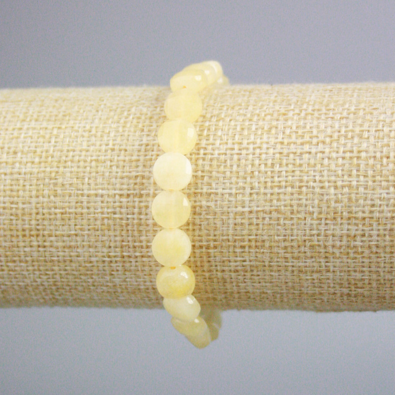 Bracelet Citrine Faceted Coin, 8.5 mm diameter, 18 cm length (stretch)