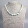 Aquamarine Necklace of Natural Gemstone, faceted beads, diameter 12x9-8x7mm, length 47cm+