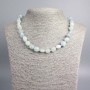Aquamarine Necklace natural stone faceted beads, diameter 11x9mm+-, length 47cm+