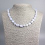 Blue Agate Chalcedony Necklace of natural stone faceted beads, diameter 12x9-8x7mm+-, length 48cm+-