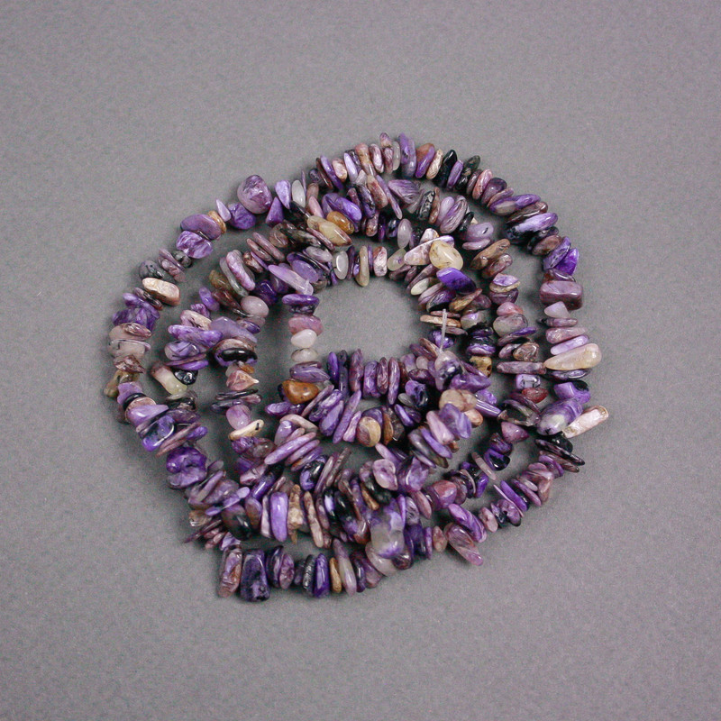 Charoite Beads on Thread, Chip, 11x6x4 mm, length 80 cm