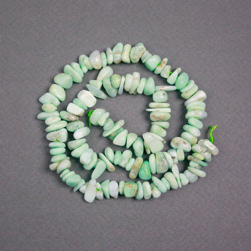 Amazonite Beads on Thread Natural Stone Chip, diameter 11×7×4mm±, thread length 39cm±