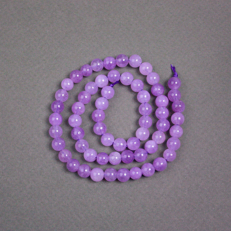 Amethyst Beads on String Lavender Natural Stone Smooth Round 6.5mm ±, Length 38cm ±