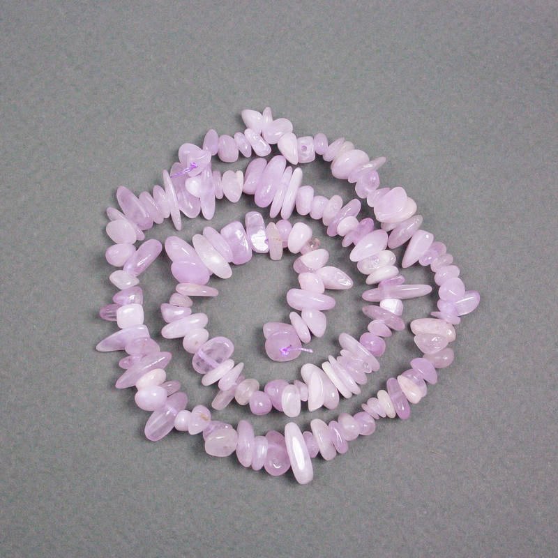 Kunzite Beads on Thread Natural Stone Chip, 9x4mm, length 40cm