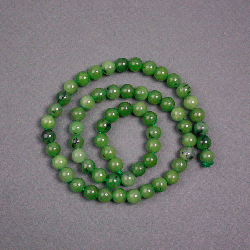 Jadeite Beads on Thread Canadian Natural Stone Smooth Round Beads, diameter 6.5mm±, length 38cm±