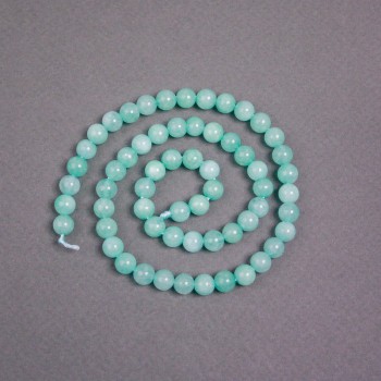 Amazonite Beads on Thread Natural Stone Smooth Ball, diameter 6.5 mm, length 37 cm