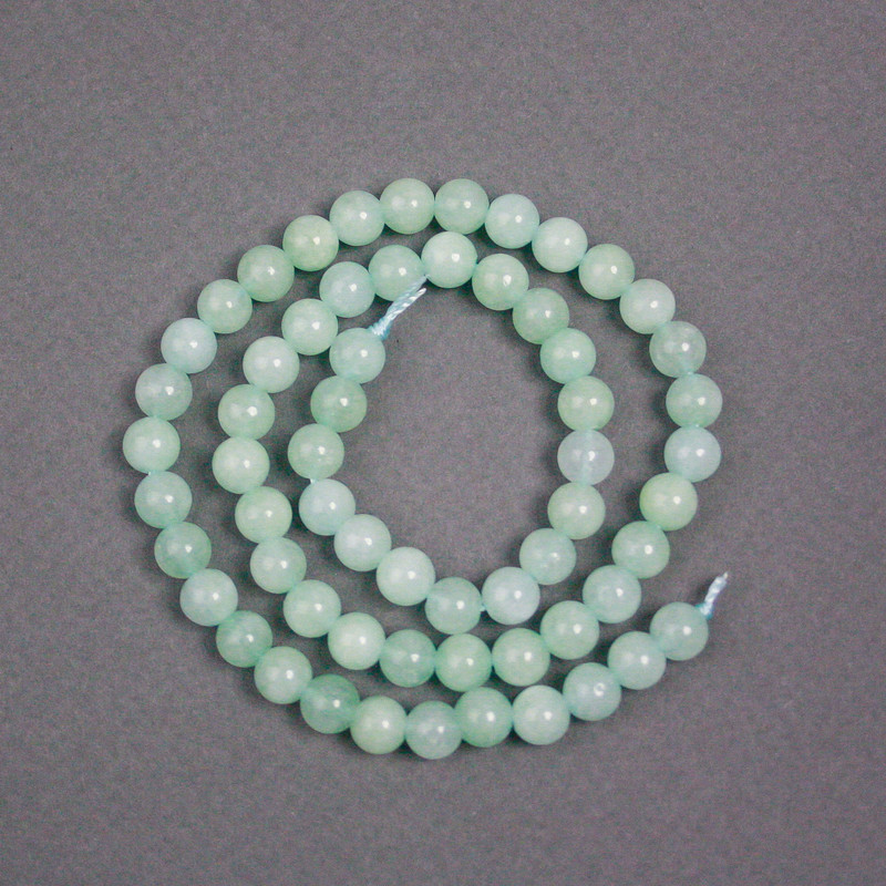 Amazonite Beads on String Natural Stone Smooth Round Bead, diameter 6.5mm ±, length 38cm ±