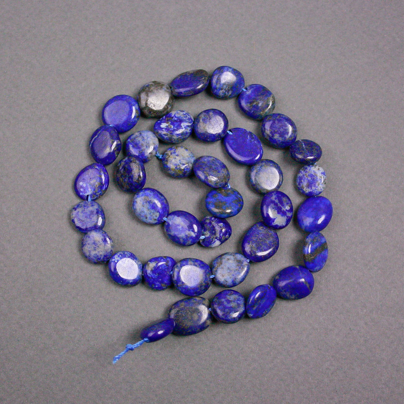 Lapis Lazuli Beads on Thread, Natural Stone, Tumbled, 11x10x5 mm ±, 40 cm length