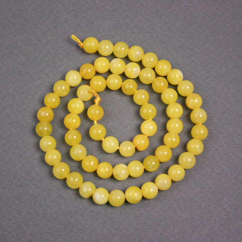 Citrine Beads on Thread Smooth Round Beads, diameter 6.5 mm, length 38 cm