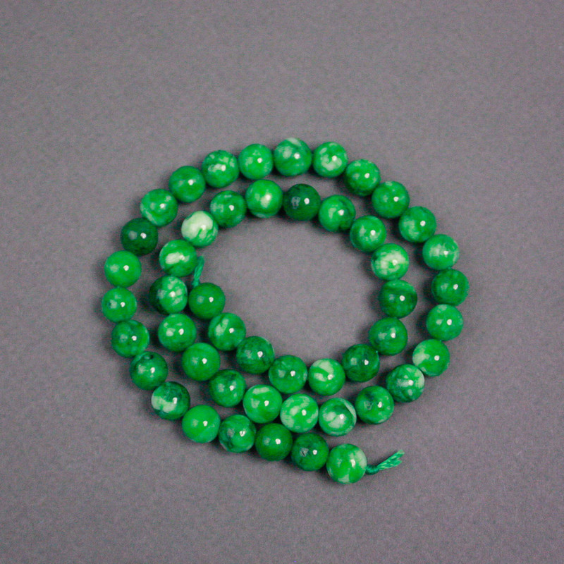 Chrysoprase Beads on Thread Smooth Round Beads, 6.5 mm diameter, length 38 cm