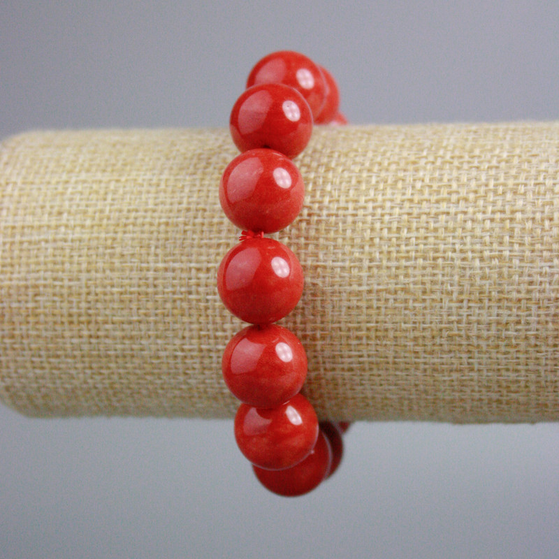Jasper Bracelet (unpolished) smooth bead, diameter 14mm±, length 18cm± (stretch)