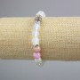 Bracelet Opalite and Jadeite with Strass, Moonstone (Opalite), Multicolor Jadeite Smooth Bead, 8mm ± diameter, 18cm ± length (stretch)