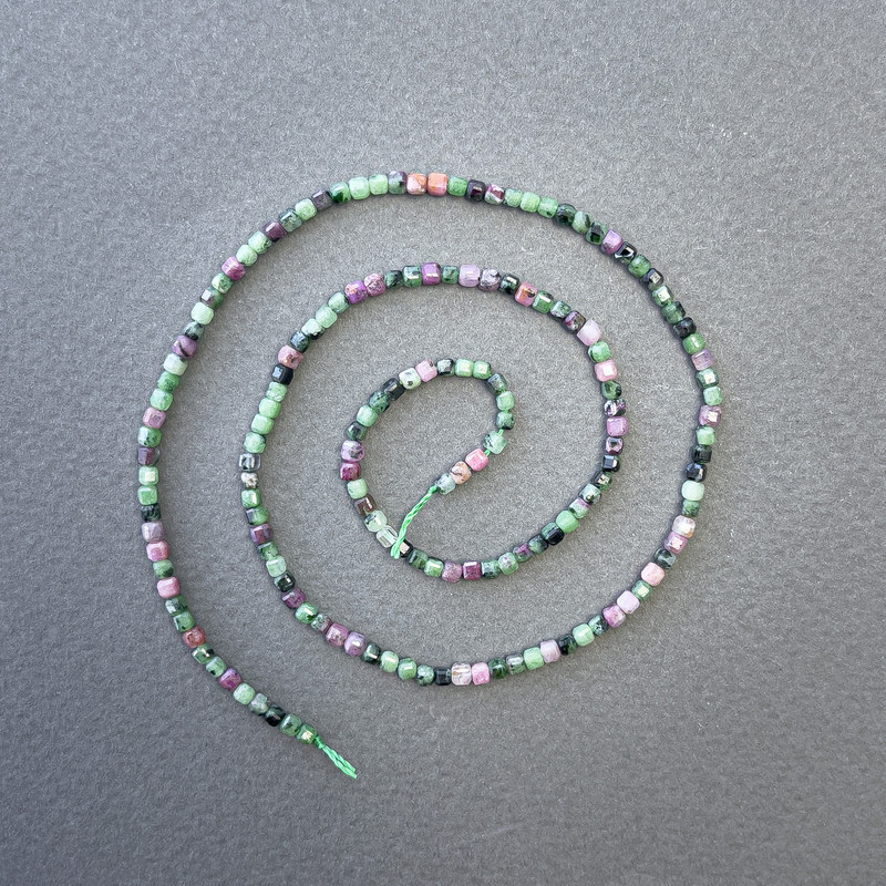 Turquoise Beads on Thread Natural Stone Cube, diameter 2–3 mm, 3x2, 3mm+, length 39 cm+