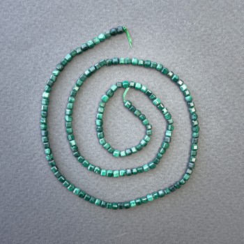 Malachite Cubic Beads on Thread, Natural Stone Cube Beads, 2.5×2.5 mm, 40 cm length