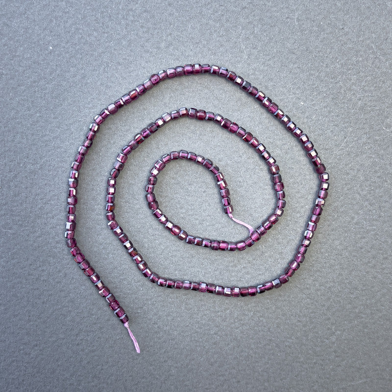 Tourmaline Beads on Thread Natural Stone Cube, diameter 2.5×2.5 mm ±, length 39 cm +