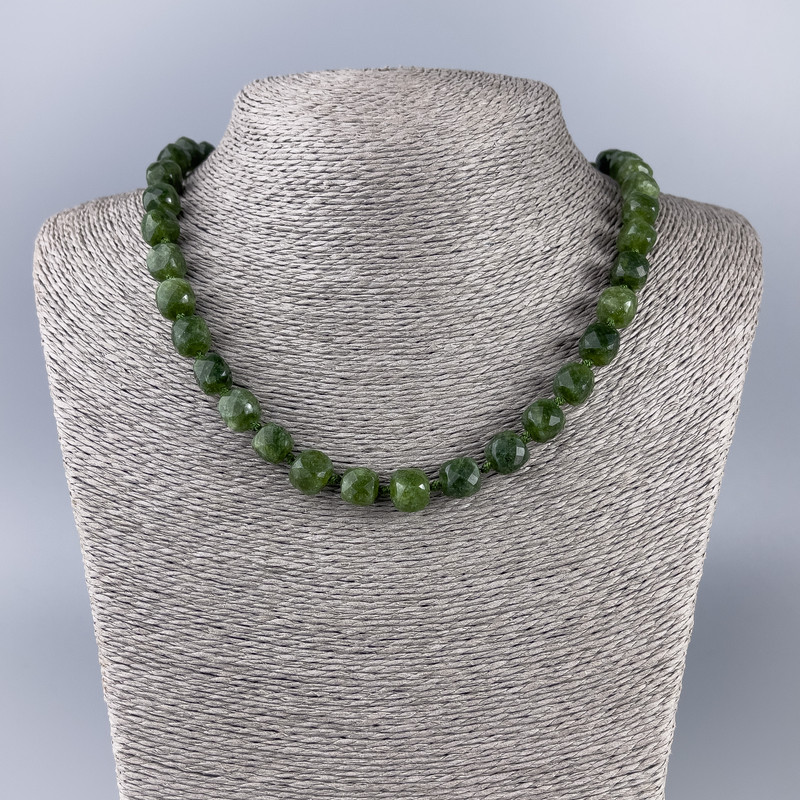Jadeite Necklace with Natural Gemstone, Faceted Cube, 9x9mm, 50cm Length