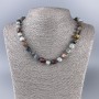 Beaded Necklace Assortment of Natural Stone Beads, Cut Cubes, 9x9mm diameter, length about 50 cm