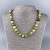 Necklace of Yellow Jadeite with Chunky Beads, Garnet-like Cubes, Stone Diameter 9x9mm, Length 50cm