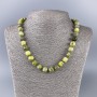 Necklace of Yellow Jadeite with Chunky Beads, Garnet-like Cubes, Stone Diameter 9x9mm, Length 50cm