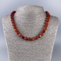 Carnelian Necklace, natural stone, faceted cube, 9x9mm, length 50cm ±