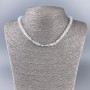 Necklace Beads Mountain Crystal faceted cube, diameter 5.5x5, 5mm±, length 48cm±