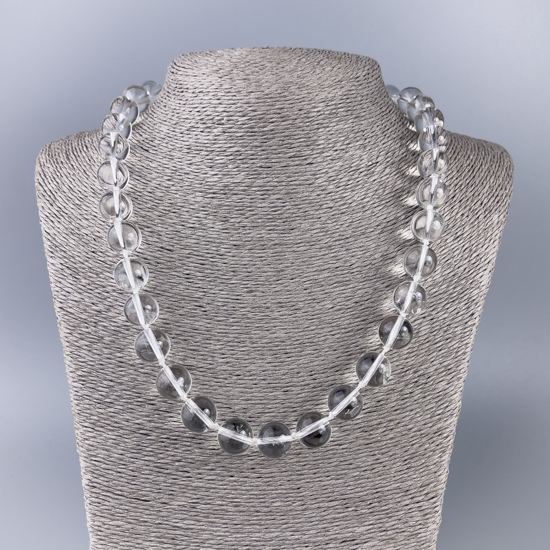 Necklace made of Rock Crystal Smooth Beads, 12.5 mm diameter +-, length 45 cm+-