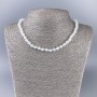 Necklace of White Quartz (artificial acrylic) smooth bead, diameter 6.5mm, length 47cm