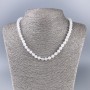 Necklace of White Quartz (plastic bead) smooth ball, diameter 6.5mm±, length 47cm±