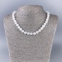 Necklace of White Quartz (artificial acrylic) smooth bead, diameter 8.5mm ±, length 47cm ±