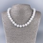 Necklace White Quartz (imitation acrylic) smooth beads, diameter 10.5mm, length 45cm