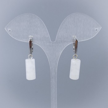 Earrings Mountain Crystal Cylinder, diameter 17×8mm±, English clasp, length 35mm+