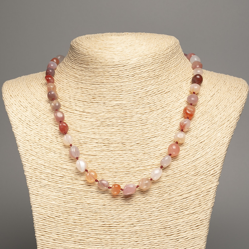 Carnelian Necklace Natural Stone Bead Droplet, diameter 10x9mm+-, length 48cm+-