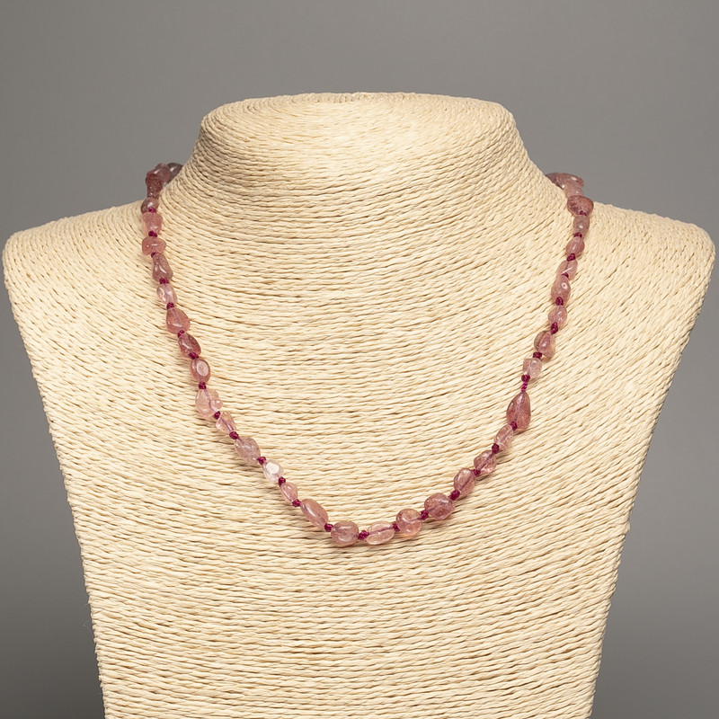 Strawberry Quartz Faceted Beads Necklace, 10x6mm, length 47cm