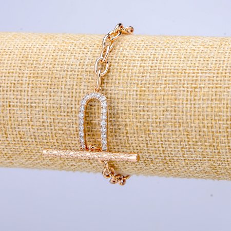 Xuping 18K Gold Plated Bracelet with White Crystals, 5mm Thick + Length 18cm +