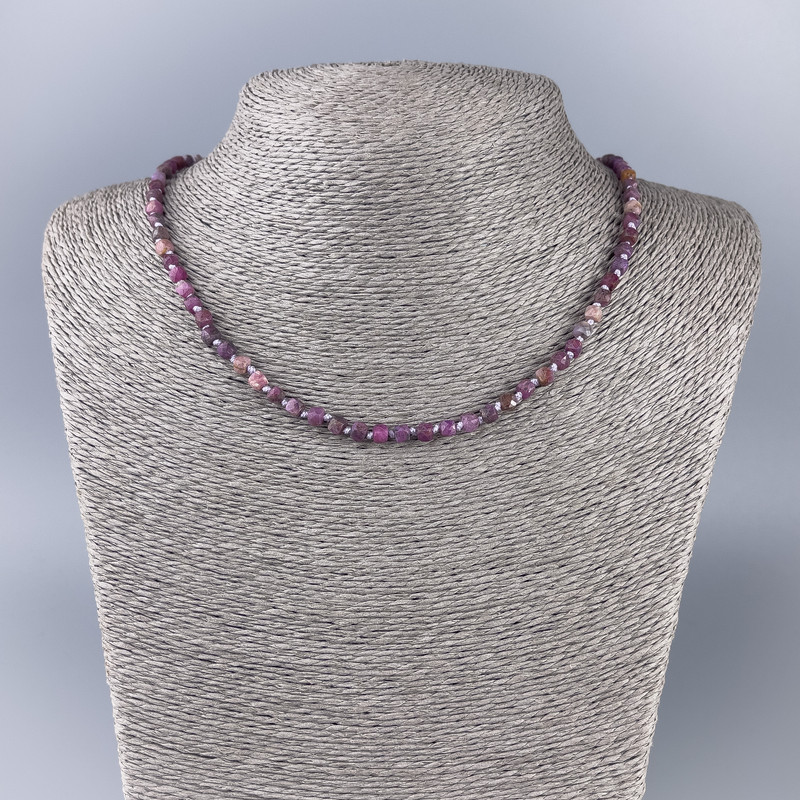 Tourmaline Necklace, natural gemstone, faceted cube beads, 4x4mm diameter, length about 50 cm