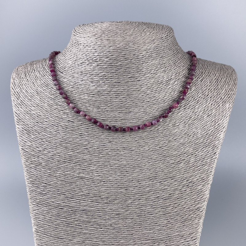 Turmaline Necklace - Natural Stone, faceted cube beads, diameter 4x4 mm, length 50 cm