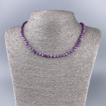 Phosphosiderite Bead Necklace, faceted cube natural stone, diameter 4x4mm ±, length 50cm ±