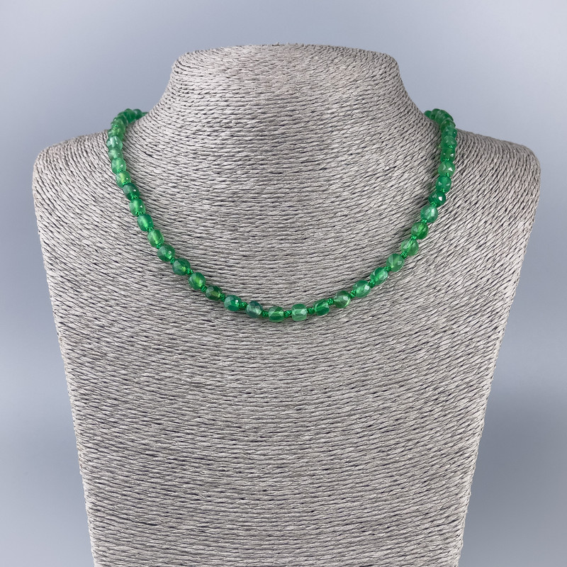 Chrysoprase Necklace, Natural Stone, Faceted Cube, 5x5 mm, ~49 cm