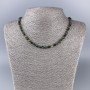 Necklace Turmaline Green Natural Stone Bead Cut Cube, diameter 4x4mm±, length 51cm±