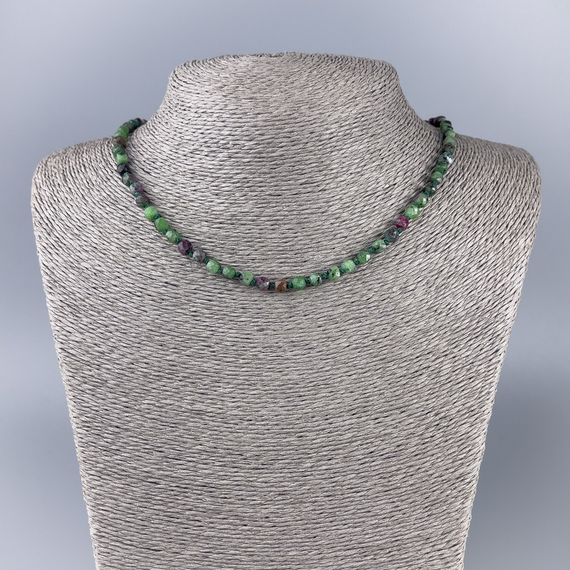 Zoisite Beads Necklace, natural gemstone, cut cube, diameter 4x4mm ±, length 50cm ±