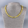 Necklace of yellow jadeite natural gemstone, faceted cube, 5x5 mm, diameter 5.5 mm ±, length 50 cm ±