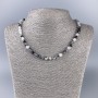 Rutilated Quartz Necklace with Hair Quartz, Faceted Cube Beads, 5–5.5 mm, Length 49 cm