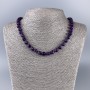 Sugilite Necklace, natural gemstone, faceted cube, diameter ~7.5 mm x 7.5 mm, length 50 cm