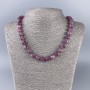 Necklace Turmaline rubellite natural gemstone faceted cube, diameter 9x9mm±, length 50cm±