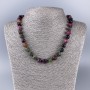 Turmaline Necklace, Natural Stone, Faceted Cube, 9x9 mm, length 50 cm